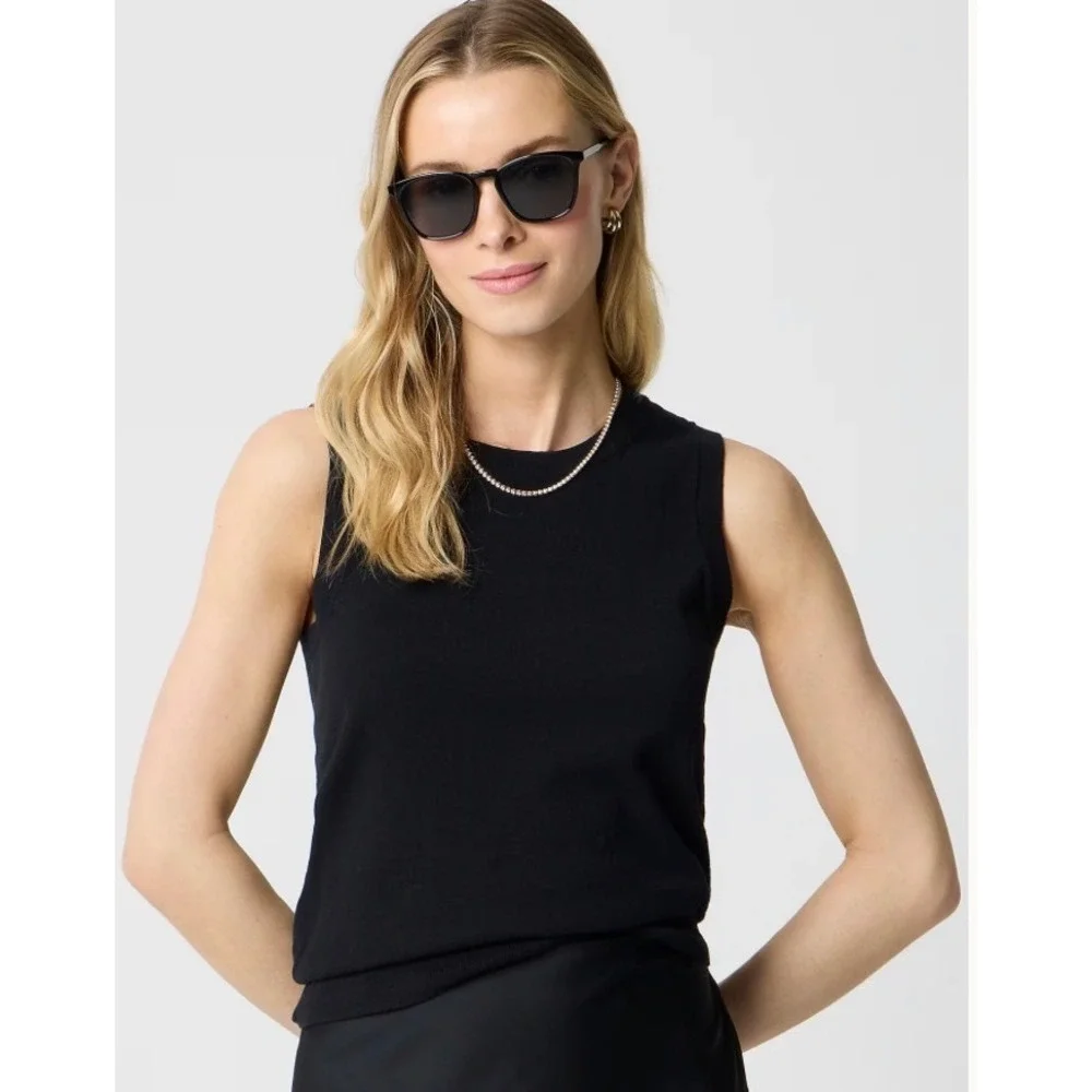 J.Crew Classic Sweater Shell Tank Top Black 2X NWT 100% Cotton BO375 Sleeveless